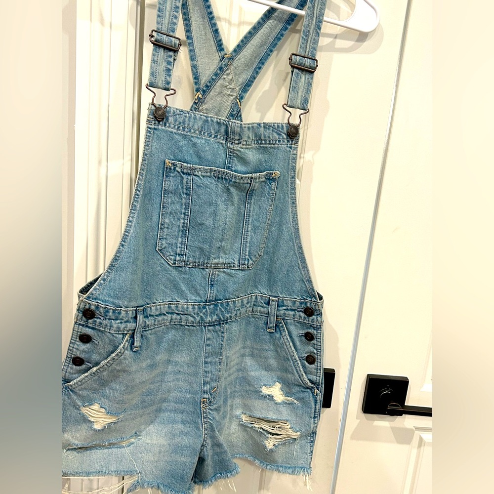 Abercrombie & Fitch Distressed Blue Jean Overalls Size Medium